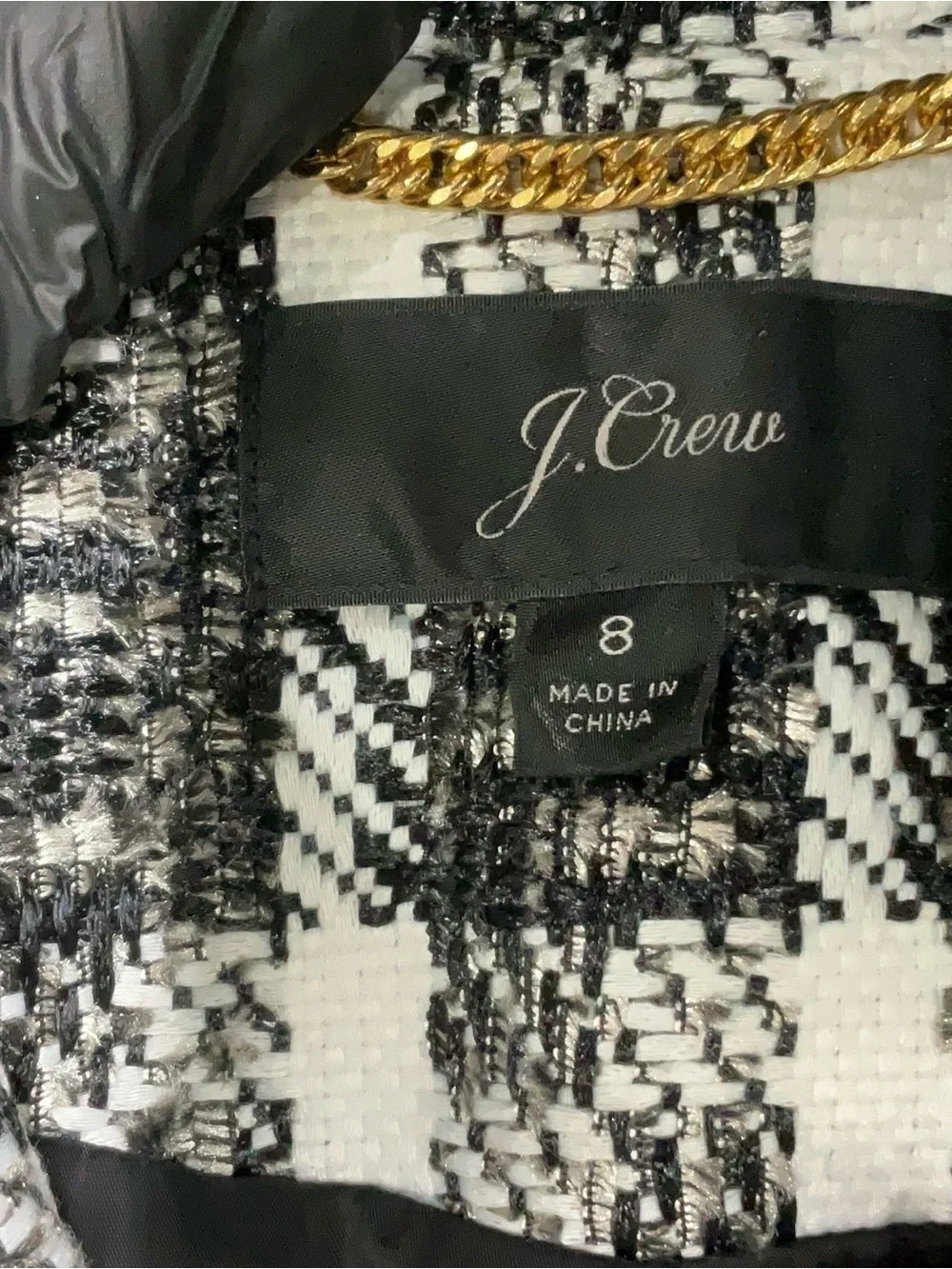J. Crew Black & White Plaid Button-Front Jacket